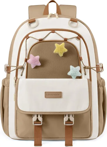Vista 7 de LOVEVOOK Mochila escolar para niñas, estudiantes, niños, Lavanda (Lavender Dream), 15,6 pulg., Mochila Daypack