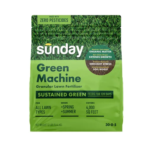 Vista 12 de Sunday Lawn Kickstart + Green Machine - Paquete mixto de fertilizantes granulares para césped, Green-Up rápido + crecimiento sostenido, 25-0-4