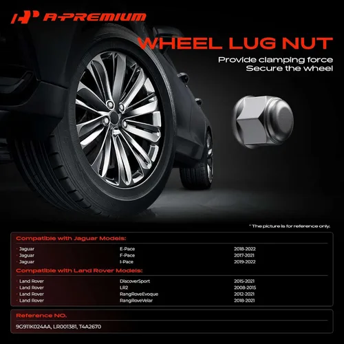 Vista 2 de A-Premium M14-1.50 Tuercas de rueda compatibles con Land Rover Range Rover Evoque/Velar LR2 Discovery Sport Jaguar F-Pace E-Pace, juego de 5 piezas