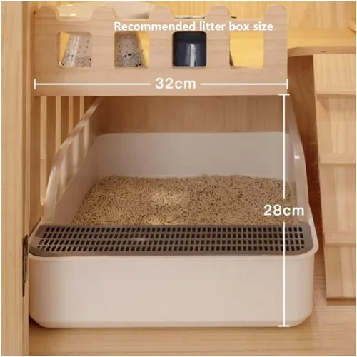 Vista 7 de Casa para gatos jaula para gatos Villa pequeña con inodoro de dos pisos para gatos Casa de gato Casa para el hogar Mascota Gatito Gato Villa