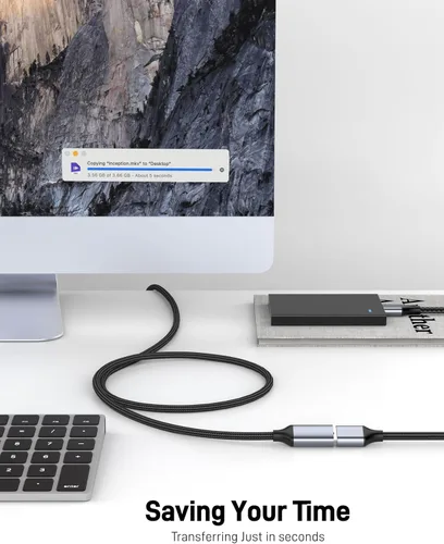 Vista 4 de Cable USB C a USB 3.0 de 3.3 pies, cable OTG tipo C macho a USB A hembra compatible con MacBook Pro/Air, iPhone 17 Pro Max/iPhone Air/16e/16/15