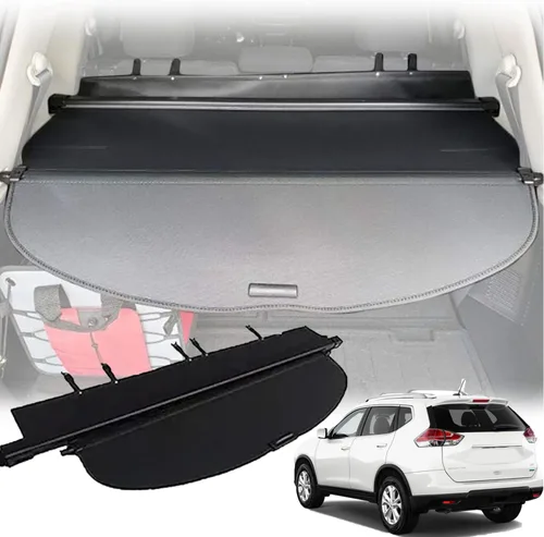 Vista 2 de Cubierta de carga actualizada para Nissan Rogue SV SL 2014-2018 2019 2020 retráctil para maletero negro