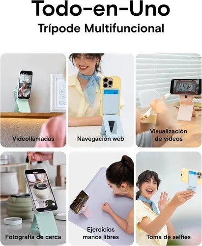 Vista 5 de MOFT MOVAS - Billetera con trípode para teléfono, 3 en 1, soporte magnético compatible con NFC, soporte para tarjetas ajustable de cuero vegano