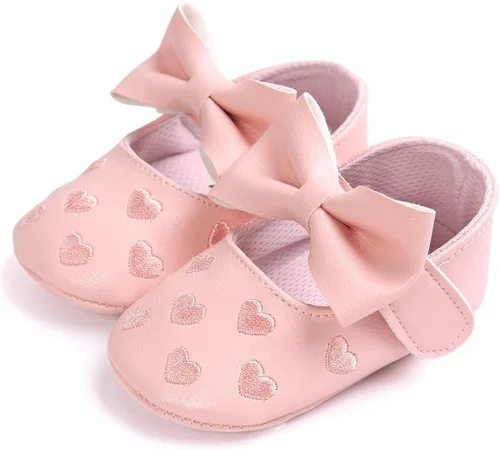 Vista 3 de RVROVIC Zapatos de bebé para niñas, suela suave, zapatos planos Mary Jane, vestidos de princesa, zapatos de poliuretano lindo lazo precaminante