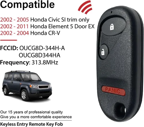 Vista 2 de Control remoto de entrada sin llave OUCG8D344HA 313.8MHz 3 botones de repuesto para Honda Civic Element CR-V 2002-2011