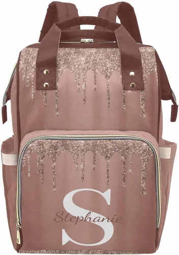 Vista 24 de Newcos Bolsa de pañales personalizada con estampado de corona con nombre personalizado de África negra para mujer, bolsa de pañales de viaje casual