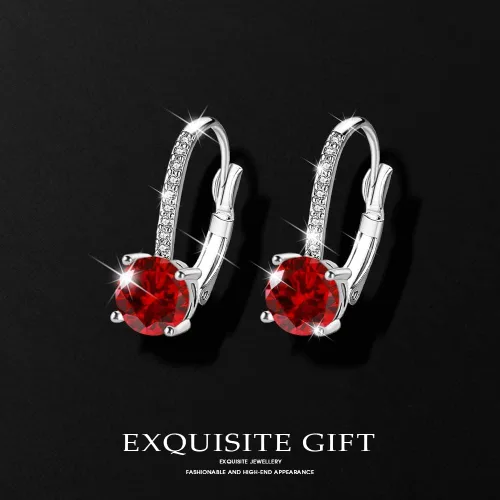 Vista 4 de Aretes colgantes de diamante de 1 quilate para mujer, chapados en oro de 18 quilates, circonita cúbica, palanca colgante, aretes de novia, joyería