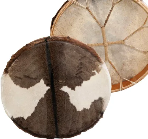 Vista 8 de Tambor chamán pelo de cabra 16", tambor de marco, hecho a mano Handmade drum with natural materials; warm, resonant sound for beginners