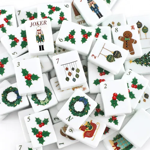 Vista 3 de Juego de 164 piezas de mahjong americano de Navidad Multicolor