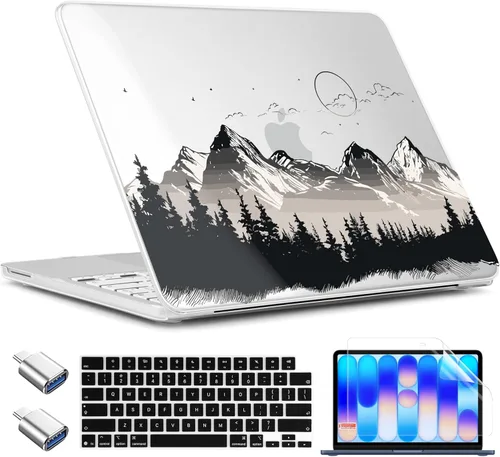 Vista 15 de TWOLSKOO Funda para MacBook Neo de 13 pulgadas 2026 A3404 A18 Pro Chip, funda rígida de plástico con adaptador tipo C, 2 fundas para cámara web
