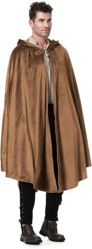 Vista 5 de TOONRAIN Capa medieval para hombre con capucha, disfraz renacentista con capucha, estilo vikingo, steampunk, hobbit para mujer, capa corta