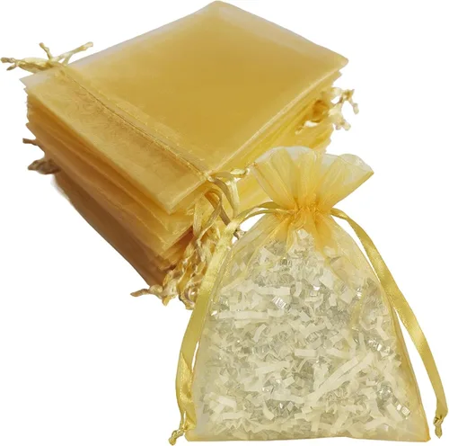 Vista 9 de Paquetes de 50 bolsas de organza de regalo de 4 x 6 pulgadas, cordón negro a granel para baby shower, Navidad, cumpleaños de profesores, recuerdos