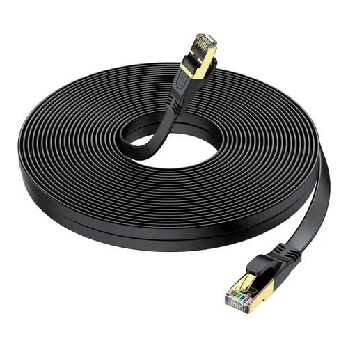 Vista 9 de Cable Ethernet Cat 8 de 3 pies, cable de red LAN de alta velocidad para exteriores e interiores, cable de conexión SFTP chapado en oro RJ45 de 40