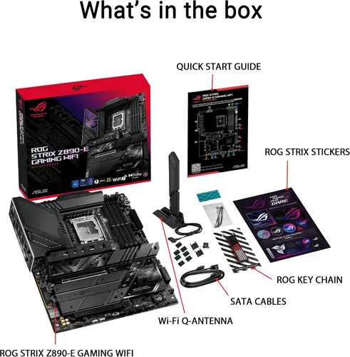 Vista 6 de ASUS ROG Strix Z890-E Gaming WiFi Intel® Z890 LGA 1851 ATX placa base, IA avanzada lista para PC, 18+2+1+2 etapas, DDR5, WiFi 7, 7X M.2