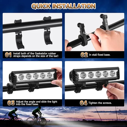 Vista 7 de Potente juego de luces para bicicleta recargables por USB
