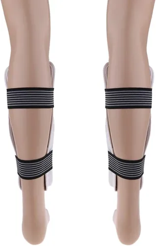 Vista 2 de DYNWAVE Espinillera profesional de artes marciales para artes marciales, karate, universal para hombres, mujeres y jóvenes, color blanco