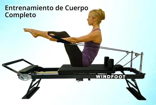 Vista 4 de Pilates Reformer Machine Equipment with Springs & Cords for Home Workout, Foldable Pilates Equipment with Jump Board for All Level Users