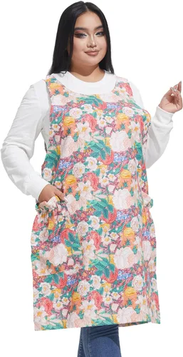 Vista 32 de Delantales grandes de talla grande para mujer con bolsillos de algodón y lino para hornear cocina banana ( Banana Leaf )