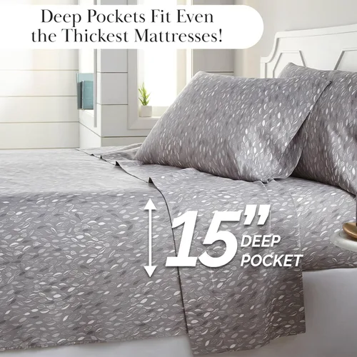 Vista 107 de Southshore Fine Living, Inc. Colección Winter Brush, juego de sábanas de 3 piezas para cama individual, sábana bajera con bolsillo profundo de 14