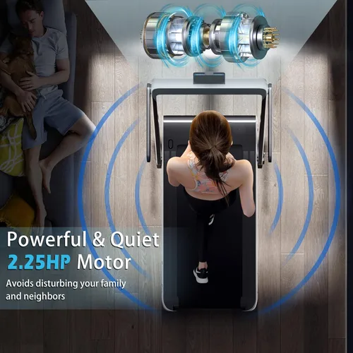 Vista 9 de Goplus 2 in 1 Folding Treadmill, 2.25HP Superfit Under Desk Electric Treadmill, Installation-Free with Remote Control, APP Control and LED Display