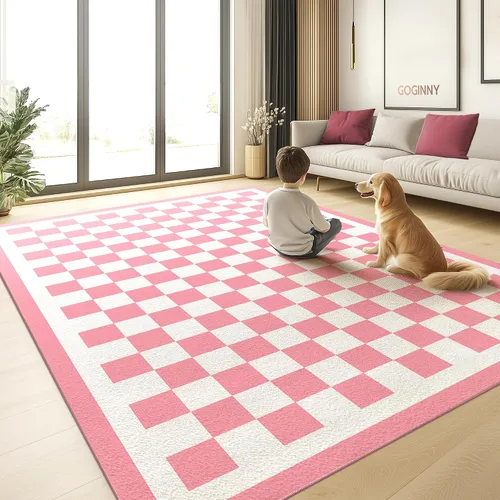 Vista 13 de Alfombra moderna lavable de 5x7 para sala de estar, alfombra grande minimalista artística abstracta en blanco y gris, alfombra de pelo bajo ultra