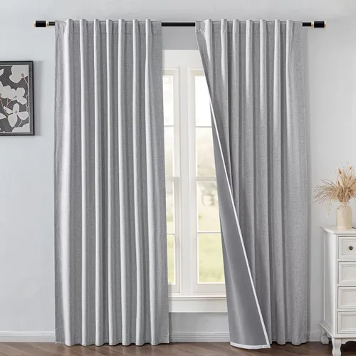 Vista 15 de IGEMAEVE - Juego de 2 paneles de cortinas opacas negras de 72 pulgadas, cortinas oscuras para dormitorio de 72 pulgadas de largo, cortinas oscuras