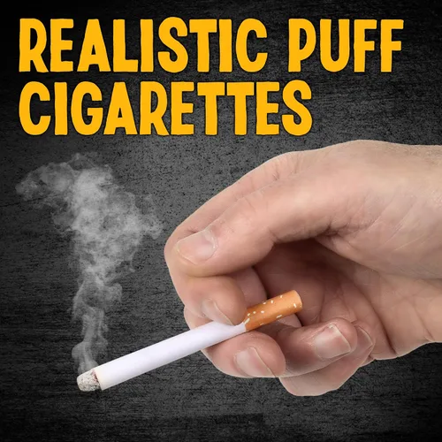 Vista 2 de Playbees Cigarrillos falsos de hojaldre que soplan humo, paquete de 24, cigarrillos de imitación de 3.25 pulgadas con un aspecto realista, accesorio