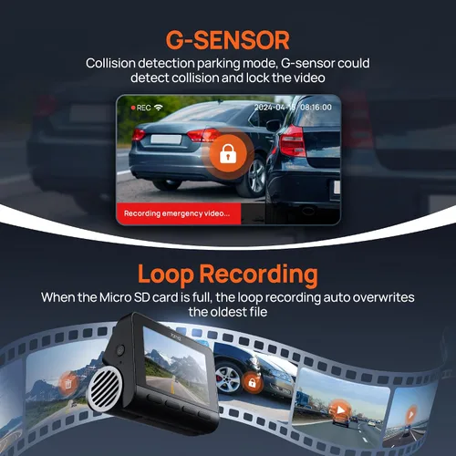 Vista 7 de 70mai Cámara de tablero 4K delantera y trasera con STARVIS, cámara de salpicadero con WiFi de 5 GHz, cámara GPS para automóvil