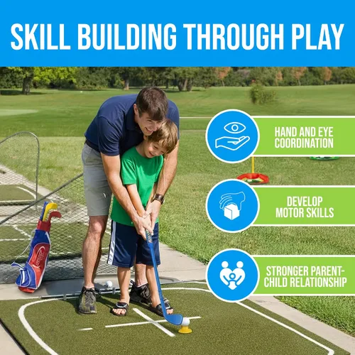 Vista 6 de Atlasonix Juego de golf para niños pequeños, palos de golf para niños, incluye bolsa de golfista infantil, guantes, 8 pelotas y 3 palos, juguetes
