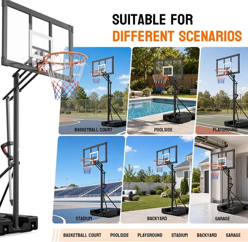 Vista 8 de PEXMOR 4.92-10 FT Portable Basketball Hoop with 44" Backboard for Teens