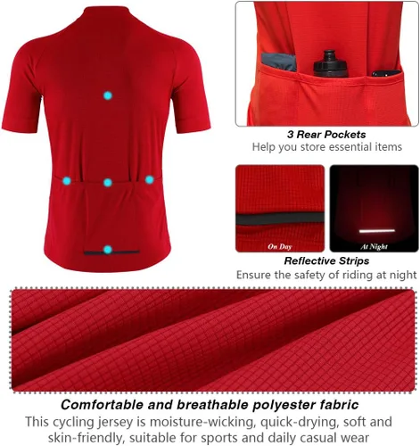 Vista 3 de CATENA Camiseta de ciclismo para hombre, manga corta, para correr, absorbe la humedad, camiseta deportiva para entrenamiento