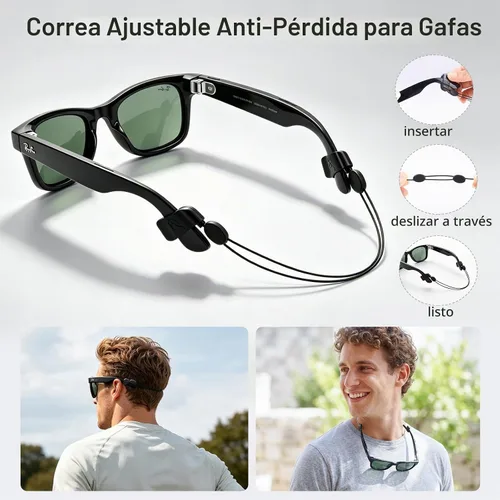 Vista 4 de CoBak Funda de transporte para gafas inteligentes Ray-Ban Meta y Oakley, con kit de accesorios 4 en 1, funda, mosquetón, correa y cojín