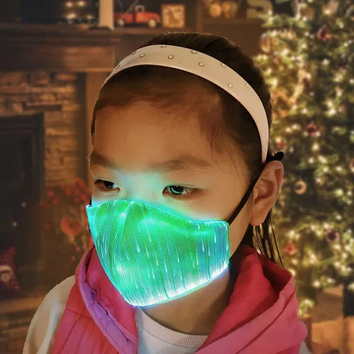 Vista 3 de Máscara LED para niños RGB LED de fibra óptica iluminada para fiestas Rave Halloween máscaras para niños y niñas