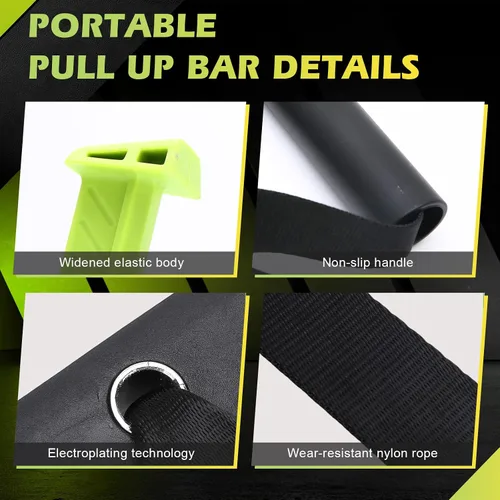 Vista 4 de 1 juego de barra de dominadas portátil, barra de dominadas ajustable para puerta desde casa fitness. Capacidad de carga superior a 330 libras sin