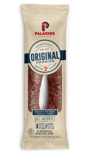 Vista 8 de Chorizo Autentico HOT de Palacios. Importado de España. Paquete de 6 unidades de 7.9 oz