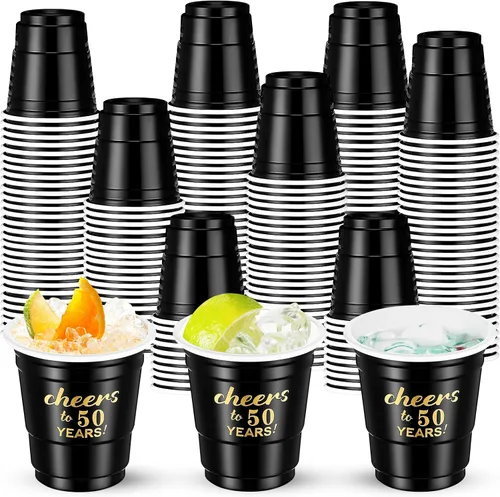 Vista 9 de 100 vasos desechables de plástico transparente para cumpleaños de 30 años de 30 años, de 2 onzas, para hombres y mujeres, para aniversario, fiesta