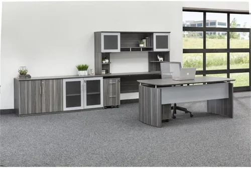 Vista 2 de Pemberly Row Carcasa de escritorio flotante para computadora de 72 pulgadas en acero gris
