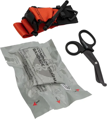Vista 4 de Arborist Medical Kit - Versión básica - Bolsa verde neón verde neón con torniquete, vendaje, tijeras, guantes
