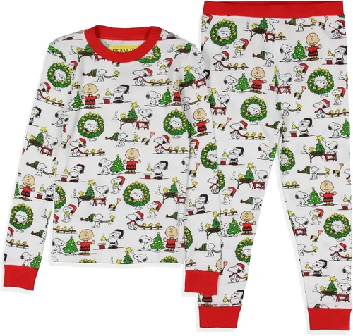 Vista 8 de INTIMO Peanuts - Pijama unisex para niños y niñas, diseño de Papá Noel, Snoopy Charlie Brown Boys