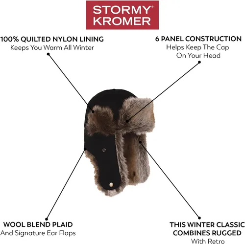 Vista 5 de Stormy Kromer Northwoods Trapper Hat - Gorro de invierno de lana aislante con orejeras