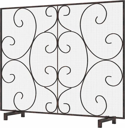 Vista 8 de Kingson Pantalla Decorativa Plana de Panel Único para Chimenea, Cubierta de Malla de Metal Duradera Hecha a Mano, Resistente al Calor, Protector