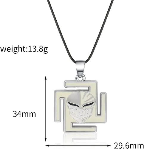 Vista 3 de SONGCHANGJEWELRY Ishida Kurosaki Collar Kerchain Ichigo Kurosaki Negro Flaming Shinigami Llavero BLEACH Anime Cosplay Regalos para Hombres Niños
