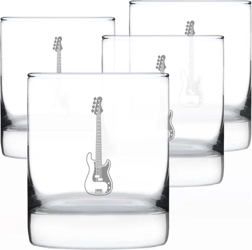 Vista 7 de Vidrio de rocas de bajo eléctrico personalizado – Regalos de música para bajistas, profesores y accesorios musicales para músicos que tocan bajo