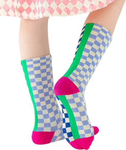 Vista 5 de Calcetines tobilleros de algodón a cuadros para niñas y niños pequeños unisex