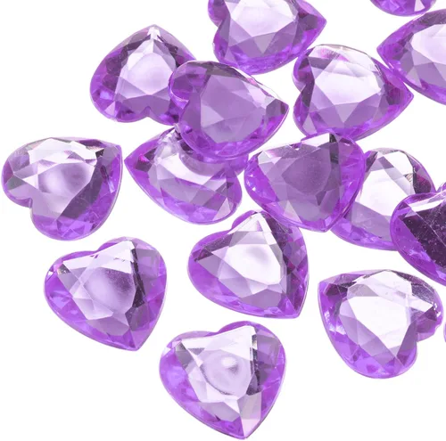 Vista 32 de MECCANIXITY 20 piezas de diamantes de imitación acrílicos de corazón de 0.787 pulgadas (0.787 in) con parte trasera plana, gemas de plástico