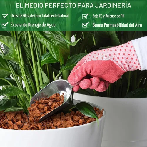Vista 3 de Halatool 2 chips de cáscara de coco para plantas, 2.2 libras, 100% chips de coco orgánico con baja EC y pH equilibrado, sustrato de coco comprimido