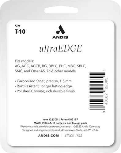 Vista 3 de Andis Ultra Edge Size, T-10: 1/16" (1.5 mm), Negro