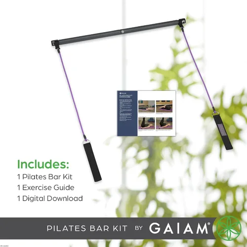 Vista 5 de Gaiam Restore Pilates Bar Reformer Kit – Equipo de fitness para el hogar para entrenamiento de cuerpo completo – Incluye barra, dos cuerdas de banda