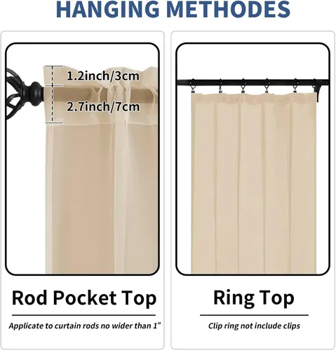 Vista 2 de 2 paneles de cortinas semitransparentes de 84 pulgadas de largo, con bolsillo para cortinero, tratamiento de ventana para sala de estar, dormitorio