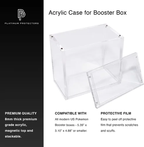 Vista 3 de Vitrina de acrílico compatible con Pokemon Booster Box apilable magnético superior con protección UV premium